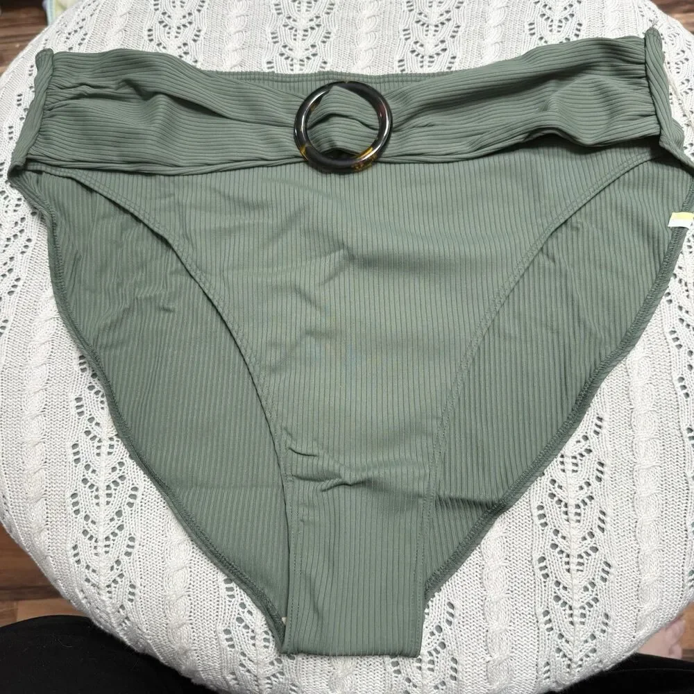Summersalt Swimsuit Bikini Bottom Women's Sz 20 Fern Green Ribbed Wanderlust NWT